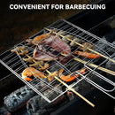 Barbecue Net Clamp Iron Wire Mesh with Wooden Handle for Camping Grill - 43x15cm