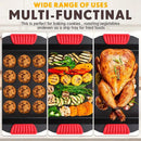 2 PCS Baking Tray with Silicone Handle Non-Stick Roasting Pan Safe Easy Clean