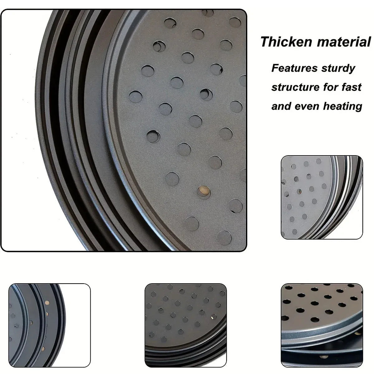 3pcs Pizza Pan Non-Stick Crisper Tray Oven Baking Bakeware With Holes 24-28CM