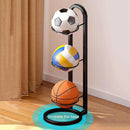 3/4Tier Basketball Stand Ball Organizer Storage Rack Basketball Equipment Holder - Black-3 Layers