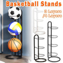 3/4Tier Basketball Stand Ball Organizer Storage Rack Basketball Equipment Holder - White-3 Layers