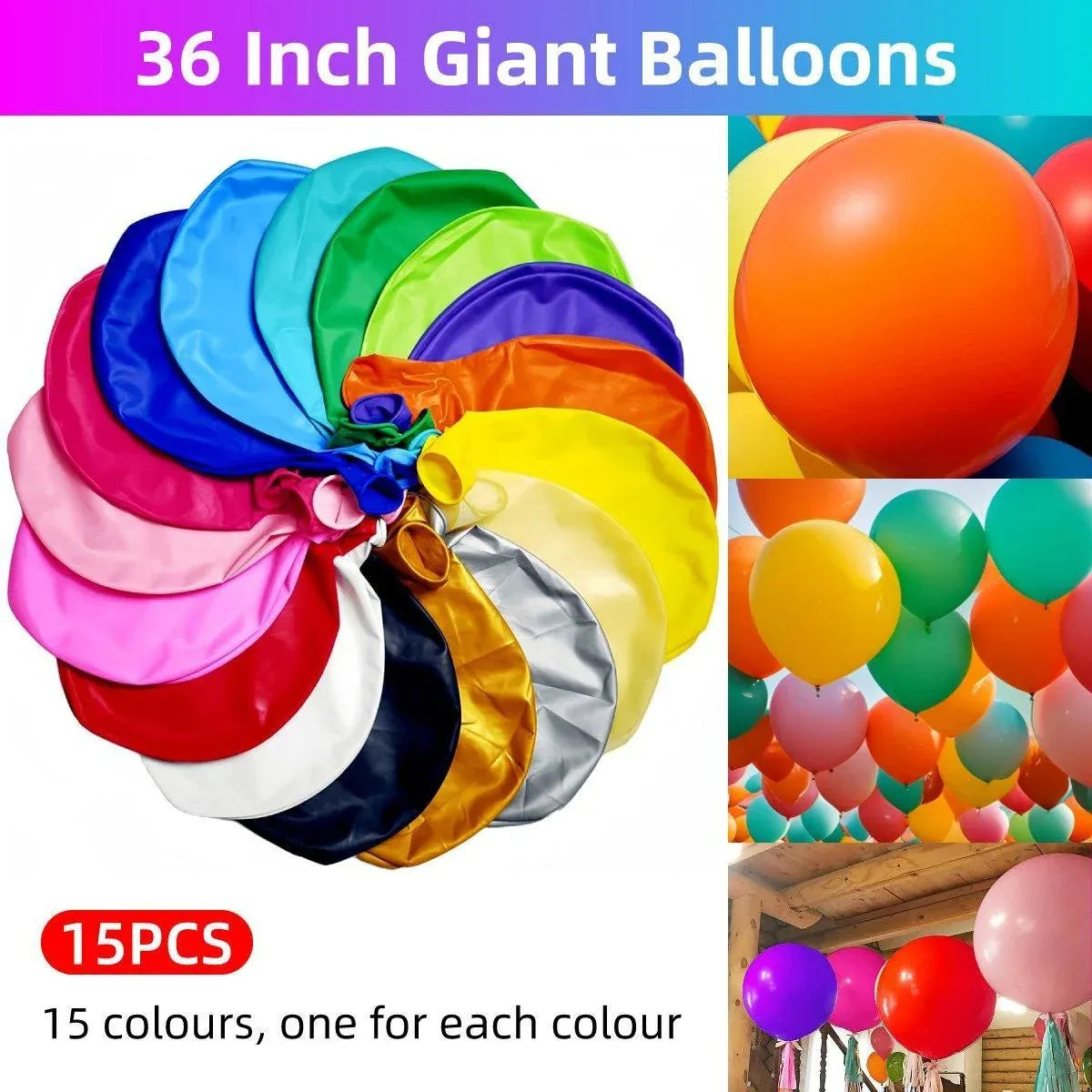 15PCS 36 Inch Large Round Balloons Party Decor KTV Bar Atmosphere Latex Balloons