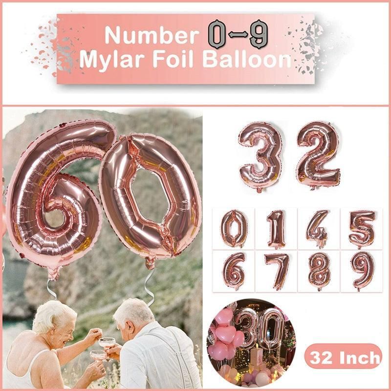Rose Gold 32 Inch Foil Number Balloon 81cm Birthday Party Wedding Decoration - Rose Gold 7