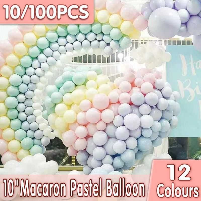 25cm Pastel Latex Balloons for Party Decoration Macaron Colour Helium Air Fill 10/100PCS - Yellow 10PCS