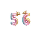 32 Inch Crown Number Foil Balloons Rainbow Iridescent Party Decoration - Crown 3
