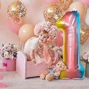 32 Inch Crown Number Foil Balloons Rainbow Iridescent Party Decoration - Crown 3