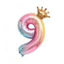 32 Inch Crown Number Foil Balloons Rainbow Iridescent Party Decoration - Crown 9