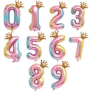 32 Inch Crown Number Foil Balloons Rainbow Iridescent Party Decoration - Crown 7
