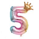 32 Inch Crown Number Foil Balloons Rainbow Iridescent Party Decoration - Crown 5