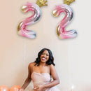 32 Inch Crown Number Foil Balloons Rainbow Iridescent Party Decoration - Crown 5