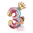32 Inch Crown Number Foil Balloons Rainbow Iridescent Party Decoration - Crown 5