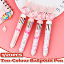 1/20Pcs Cute Cartoon Push Click 10 Colour Ballpoint Pen Set Office School Supply - 20PCS