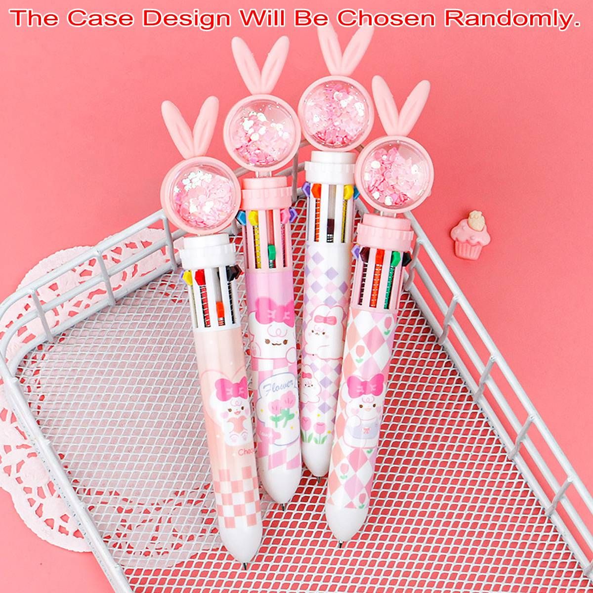 1/20Pcs Cute Cartoon Push Click 10 Colour Ballpoint Pen Set Office School Supply - 20PCS