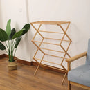 Bamboo Clothes Drying Rack Folding Floor Stand Indoor Vertical Laundry Hanger