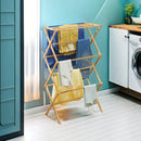 Bamboo Clothes Drying Rack Folding Floor Stand Indoor Vertical Laundry Hanger