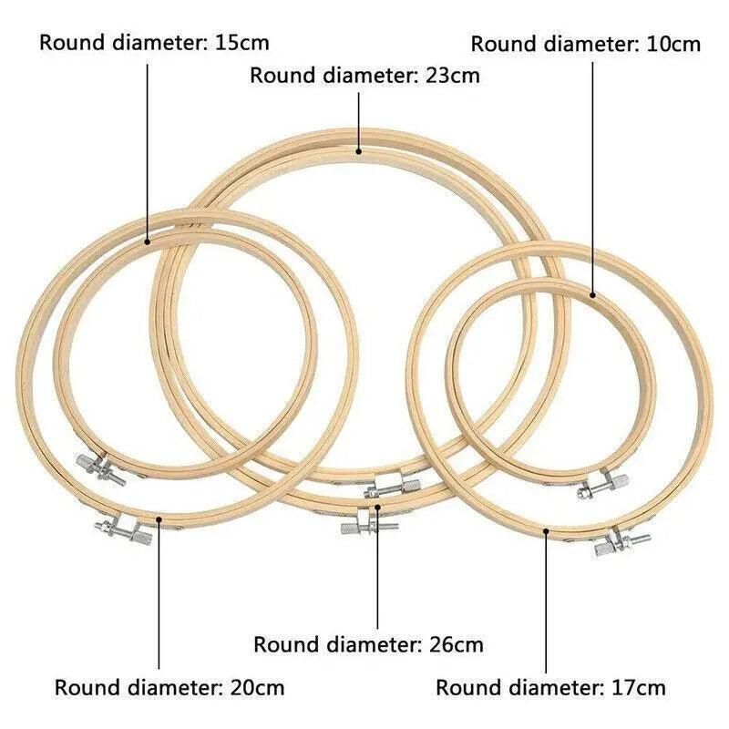 10PCS Bamboo Embroidery Hoops for Sewing Cross-Stitch & Wedding Crafts - 10CM