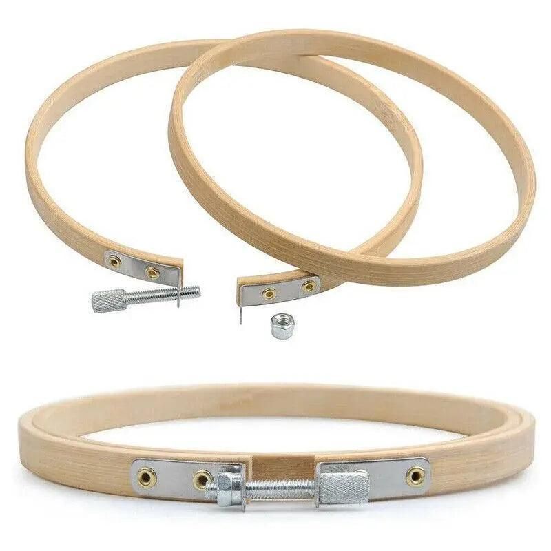 10PCS Bamboo Embroidery Hoops for Sewing Cross-Stitch & Wedding Crafts - 23CM