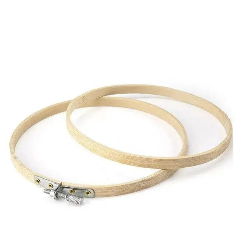 10PCS Bamboo Embroidery Hoops for Sewing Cross-Stitch & Wedding Crafts - 23CM