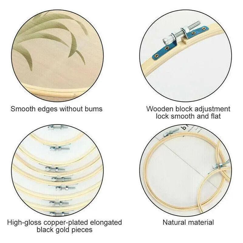10PCS Bamboo Embroidery Hoops for Sewing Cross-Stitch & Wedding Crafts - 26CM