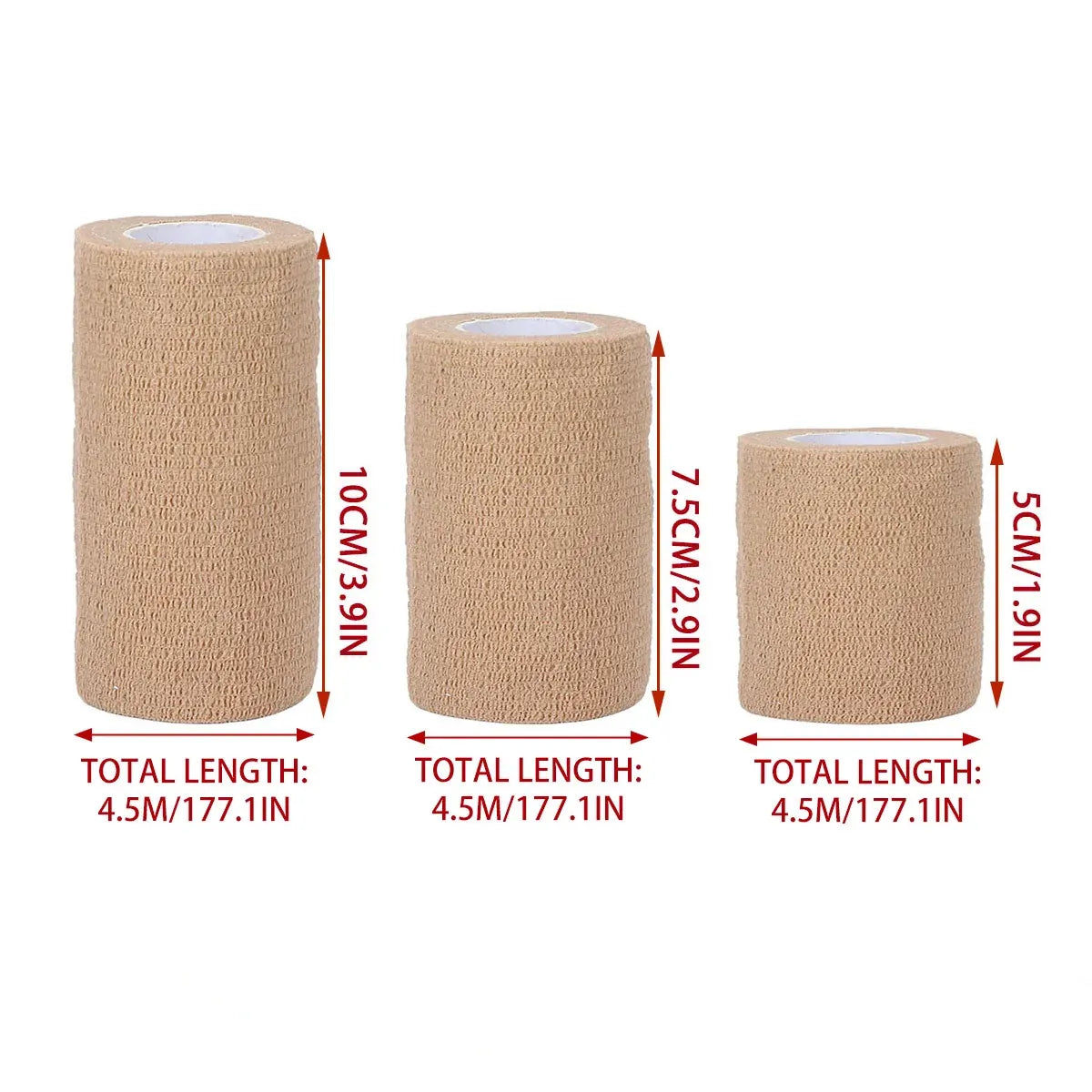 6PCS Self Adhesive Elastic Wrap Non Woven Cohesive Tape for Sports and Daily Use - 10cm