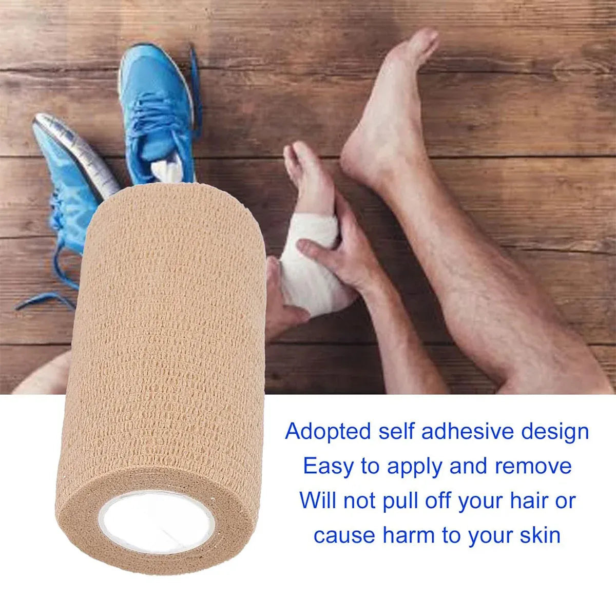 6PCS Self Adhesive Elastic Wrap Non Woven Cohesive Tape for Sports and Daily Use - 10cm