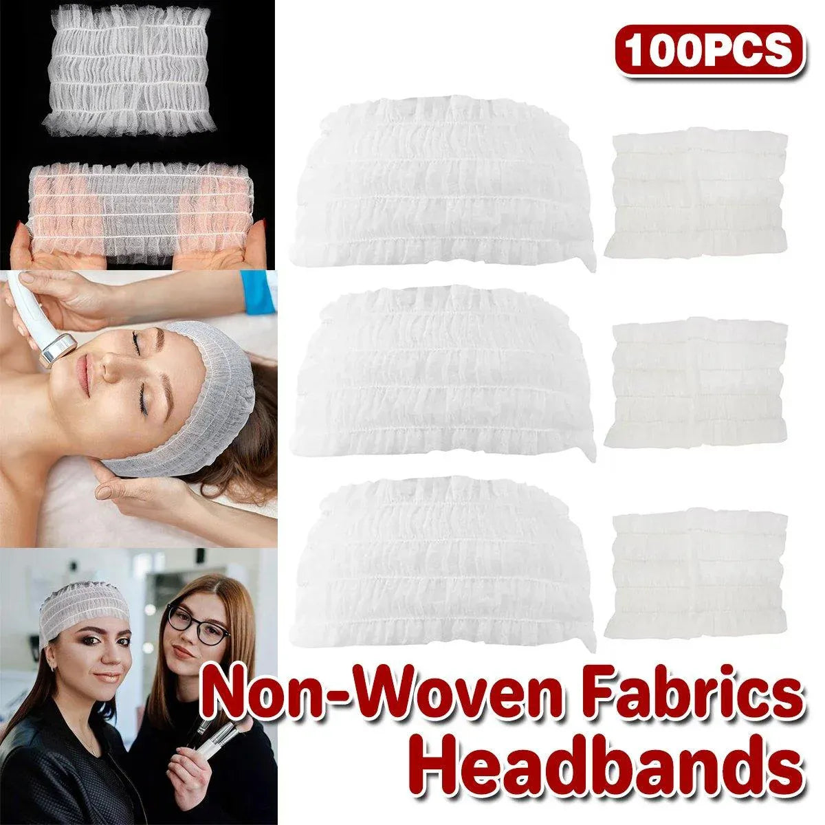 100 Beauty Salon Care Non-woven Hair Band White Edge Band Disposable Hair Net
