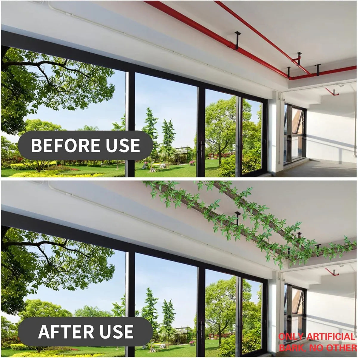 Simulation of Tree Bark Water Pipe Cover Decoration Realistic Texture Home Use - 40x100cm