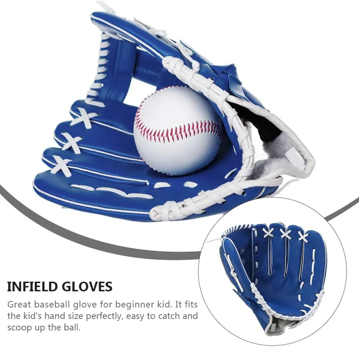 Baseball Glove Thickened Softball Glove Pitcher Mitt Sports Training Outdoor - Brown - 11.5in