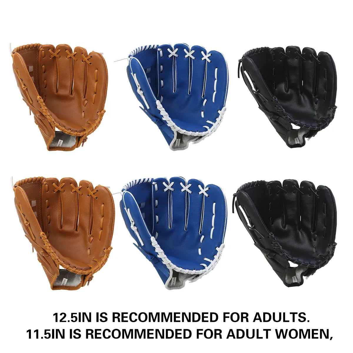 Baseball Glove Thickened Softball Glove Pitcher Mitt Sports Training Outdoor - Brown - 11.5in