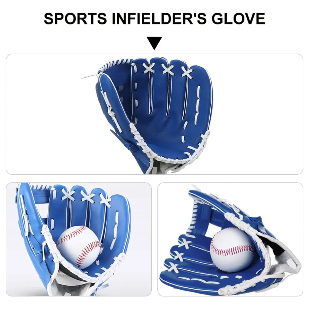 Baseball Glove Thickened Softball Glove Pitcher Mitt Sports Training Outdoor - Brown - 12.5in