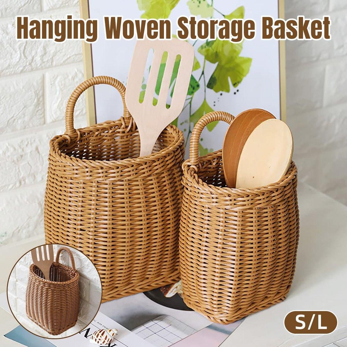 Vintage Wall Hanging Basket Kitchen Storage Basket Small Flower Basket Organizer - 12cm