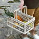 Foldable Portable Picnic Basket Lightweight Storage Basket for Outdoor Use - Blue