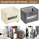 Rolling Storage Basket with Wheels for Under Desk or Shelf Organisation - Grey