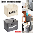 Rolling Storage Basket with Wheels for Under Desk or Shelf Organisation - Grey