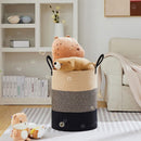 Woven Cotton Rope Storage Basket Foldable Laundry Bin Bamboo Clothes Organizer - Khaki Black