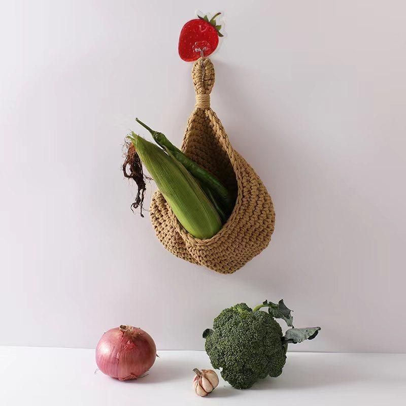 Hanging Wall Organizer Vegetable Fruit Basket Kitchen Storage Pouch Bag Diy 6Size - L