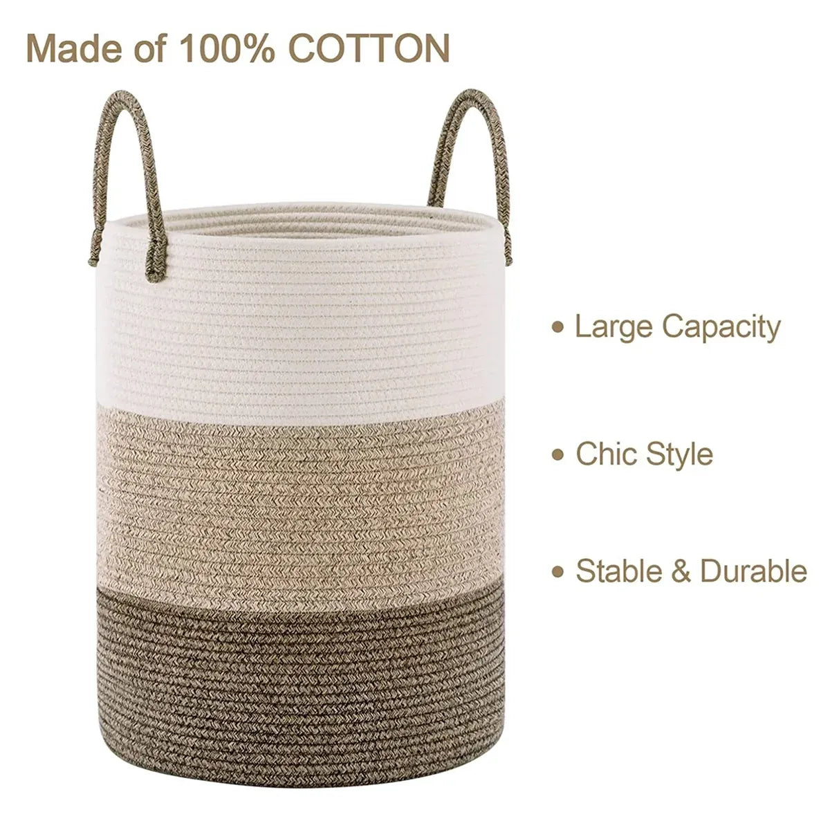 Handheld Cotton Rope Woven Storage Basket for Bedroom Bathroom Closet Durable