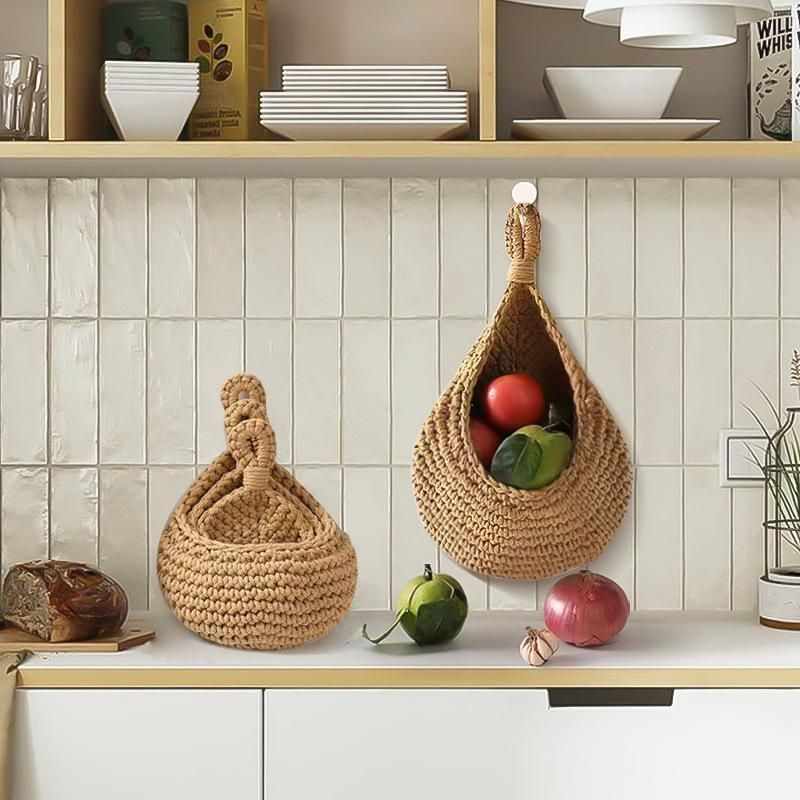 Hanging Wall Organizer Vegetable Fruit Basket Kitchen Storage Pouch Bag Diy 6Size - M