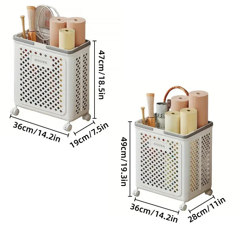 Folding Laundry Basket with Wheel Large Capacity Removable Dirty Clothes Storage - Beige-M