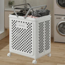 Folding Laundry Basket with Wheel Large Capacity Removable Dirty Clothes Storage - Beige-M