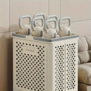 Folding Laundry Basket with Wheel Large Capacity Removable Dirty Clothes Storage - White-M