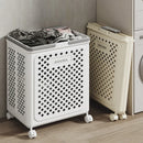 Folding Laundry Basket with Wheel Large Capacity Removable Dirty Clothes Storage - White-M