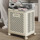 Folding Laundry Basket with Wheel Large Capacity Removable Dirty Clothes Storage - White-M