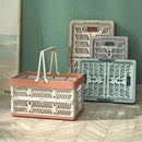 Foldable Portable Picnic Basket Lightweight Storage Basket for Outdoor Use - Pink
