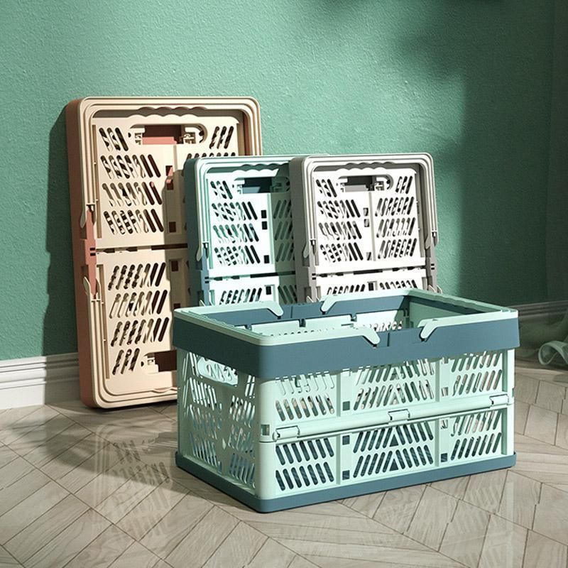 Foldable Portable Picnic Basket Lightweight Storage Basket for Outdoor Use - Pink