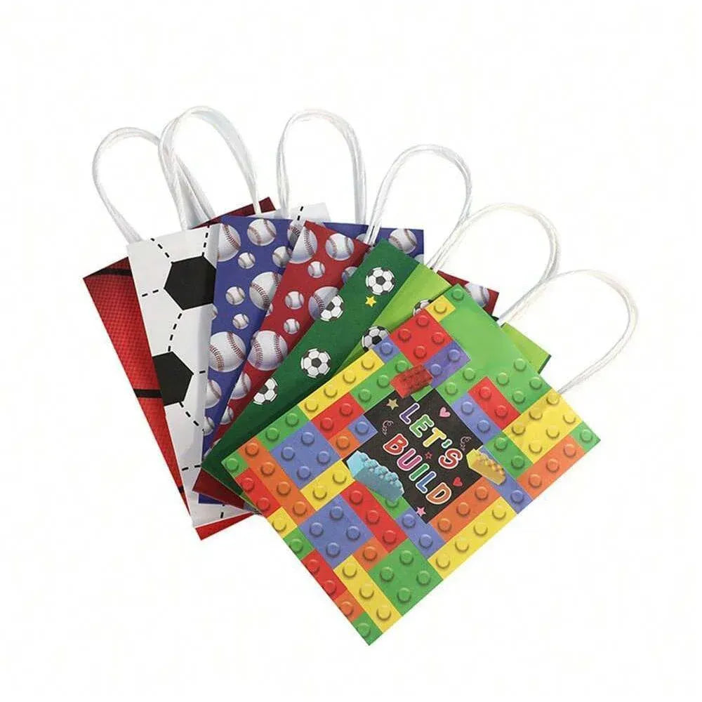 30PCS Fashion Ball Kraft Paper Gift Bag Festivals gift tote bag Party Favor Bag - Basketball-30pcs