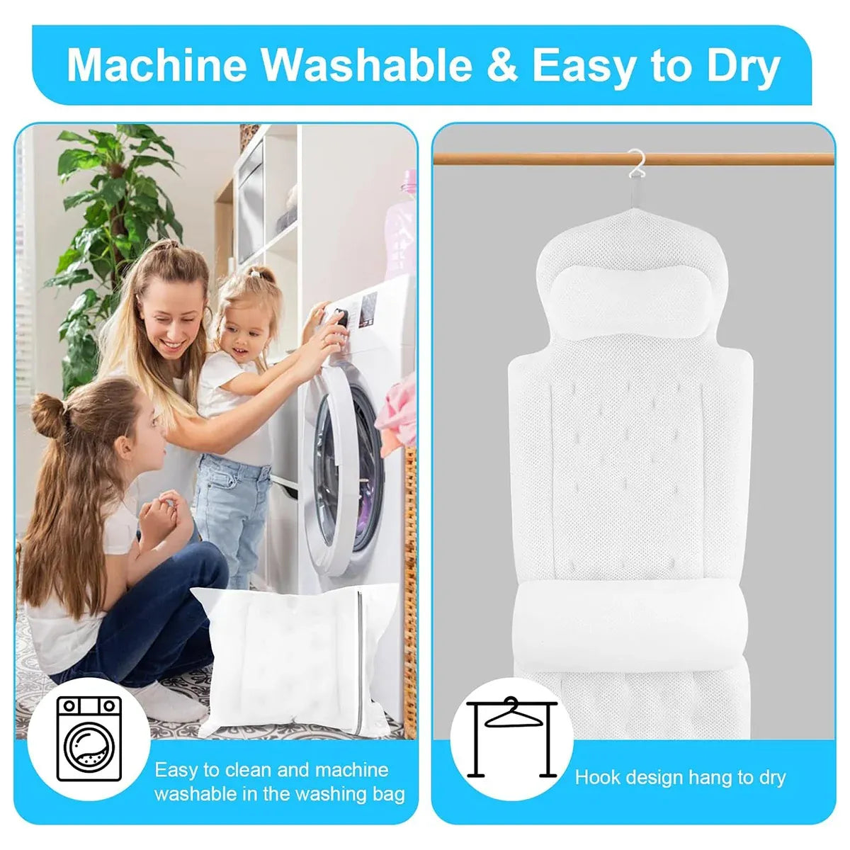 Bathtub Non Slip Comfort Pillow Soft Waterproof for Bathroom Spa