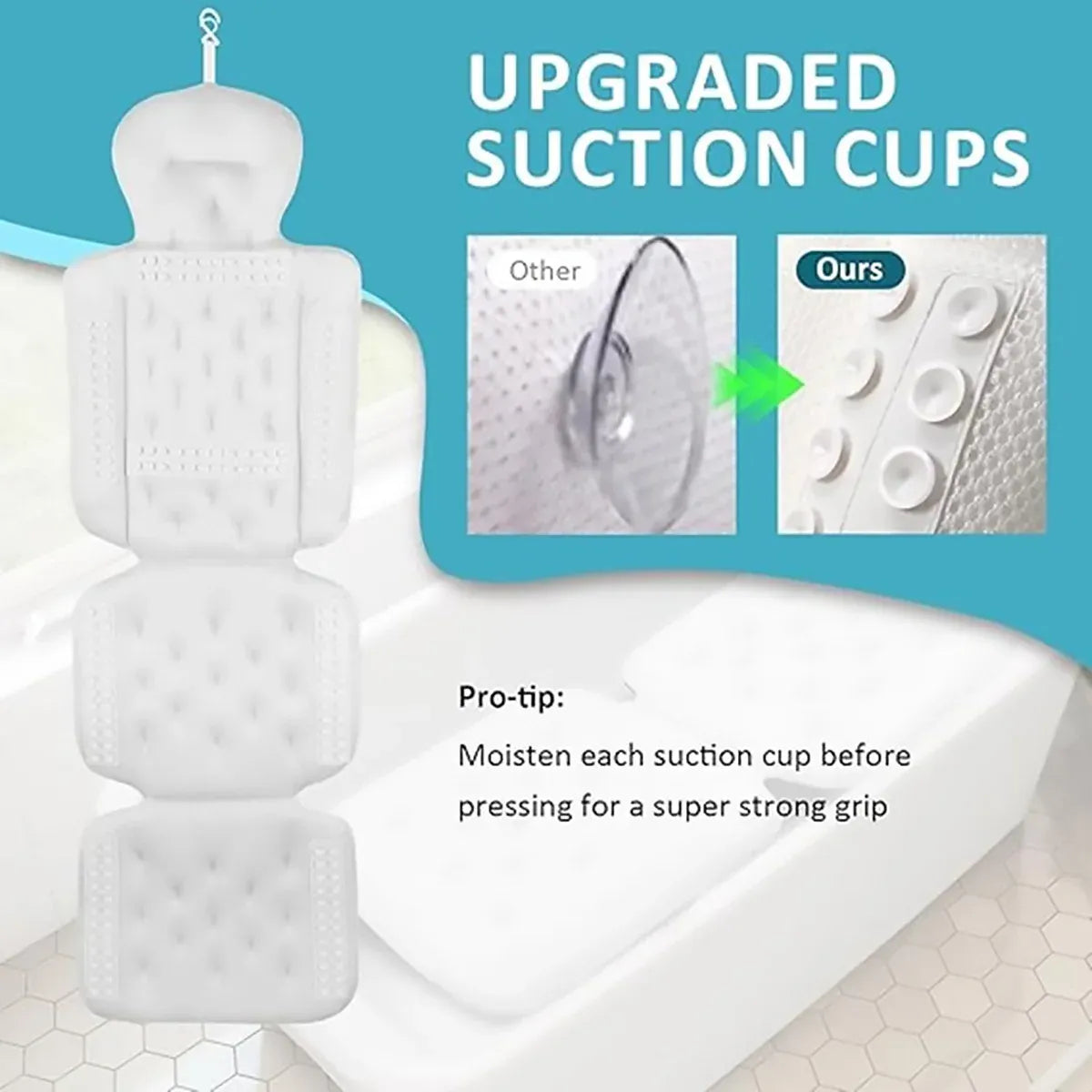 Bathtub Non Slip Comfort Pillow Soft Waterproof for Bathroom Spa
