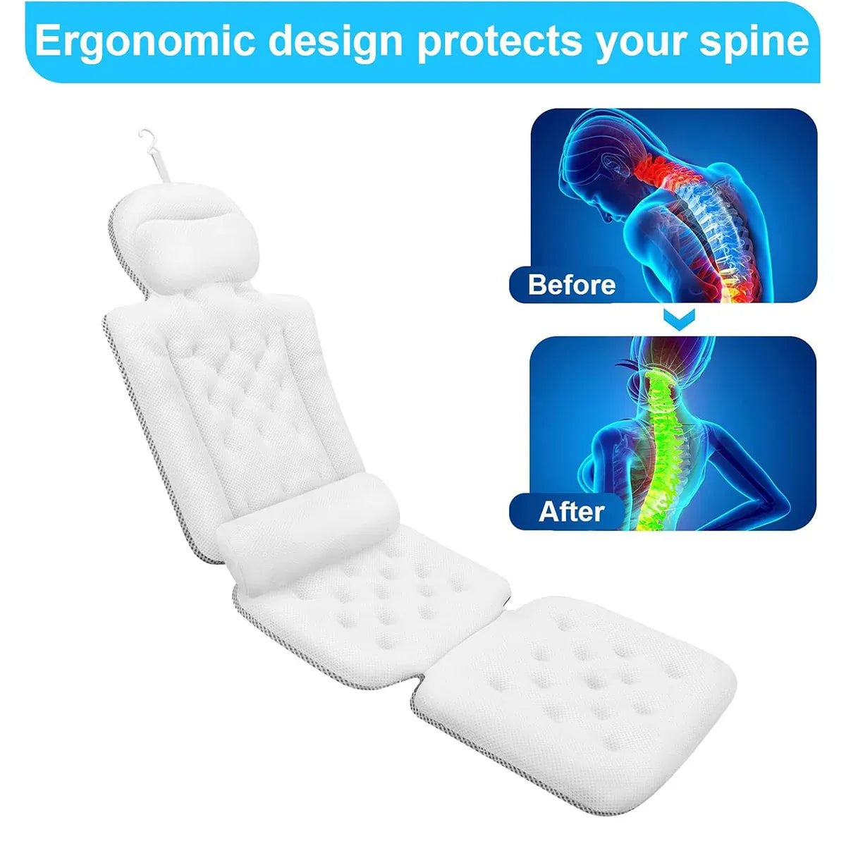 Bathtub Non Slip Comfort Pillow Soft Waterproof for Bathroom Spa