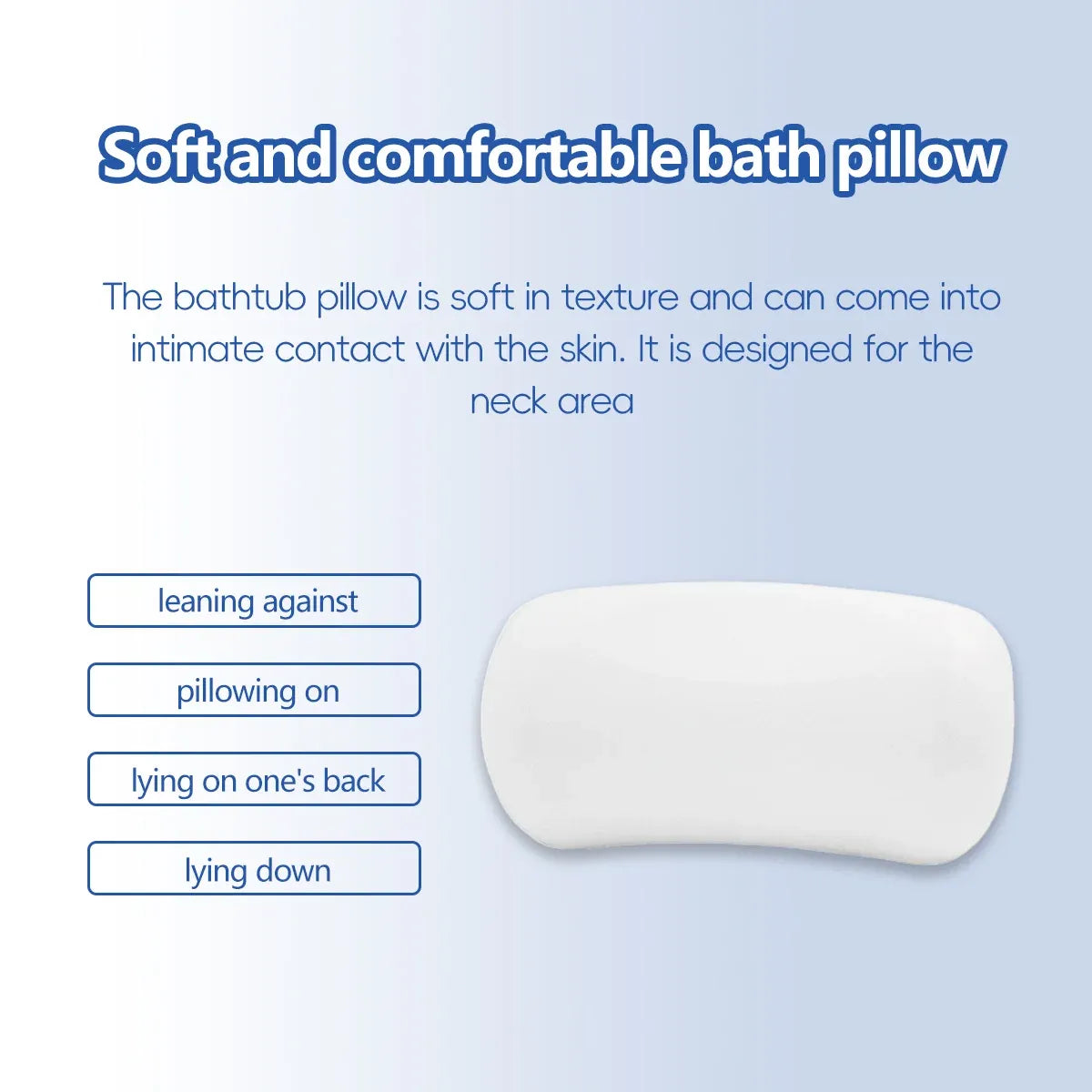 Bathtub Pillow Bath Back Cushion NonSlip Suction Cups WaterResistant Comfortable